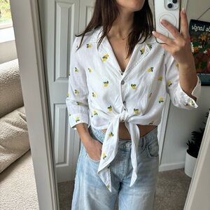 100% Linen White Lemon Top